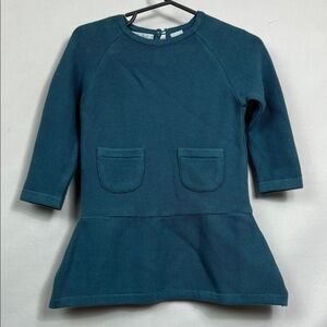 Feltman Brothers blue drop waisted dress waffle knit long sleeve. EUC size 12m